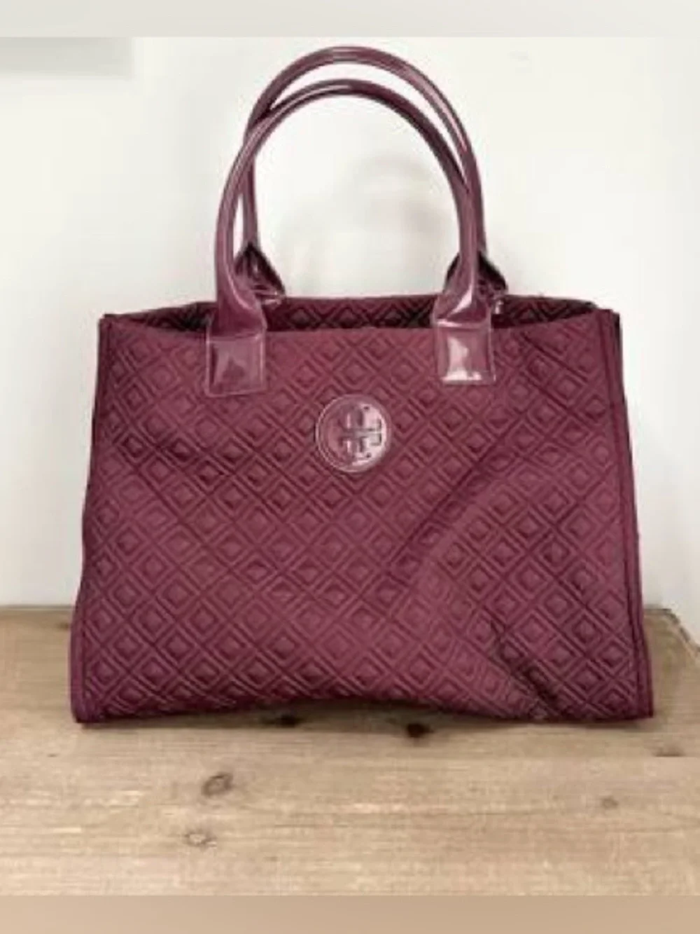 Tory Burch Marion wine quilted tote purse
